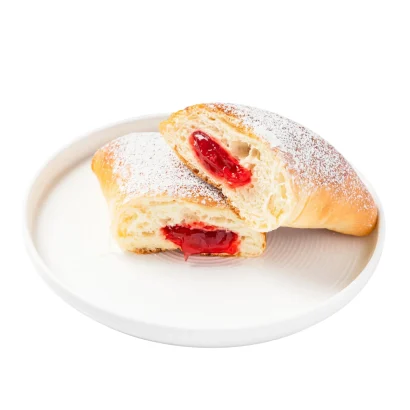 Sweet bread (bulki) with strawberry jam